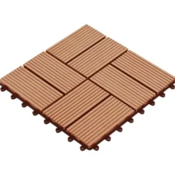 Discount The Living Store terrassefliser 11 stk. WPC 30 x 30 cm 1 m2 teakfarvet - Gulve Havedekorationer