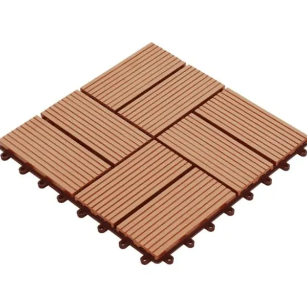 Discount The Living Store terrassefliser 11 stk. WPC 30 x 30 cm 1 m2 teakfarvet - Gulve Havedekorationer
