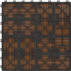 Discount The Living Store terrassefliser 11 stk. WPC 30 x 30 cm 1 m2 teakfarvet - Gulve Havedekorationer