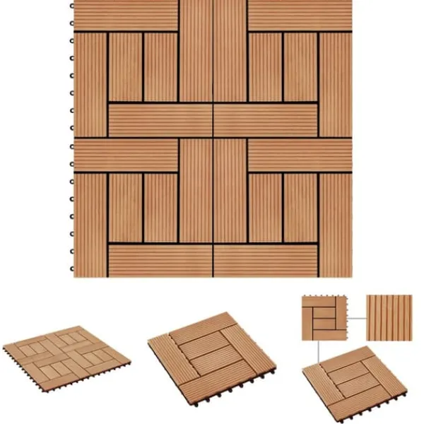 Havedekorationer^The Living Store terrassefliser 22 stk. 30 x 30 cm 2 m2 WPC teakfarve - Gulve