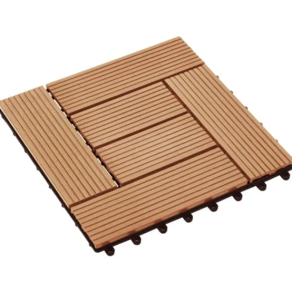 Havedekorationer^The Living Store terrassefliser 22 stk. 30 x 30 cm 2 m2 WPC teakfarve - Gulve