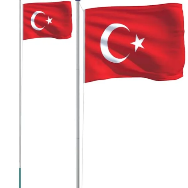 Flag & Vindposer^The Living Store Tyrkiet flag og flagstang 6,23 m aluminium - Flag & vimpler