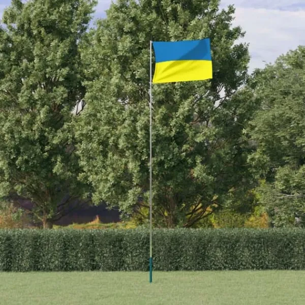 Best The Living Store Ukraine flag og flagstang 5,55 m aluminium - Flag & vimpler Flag & Vindposer