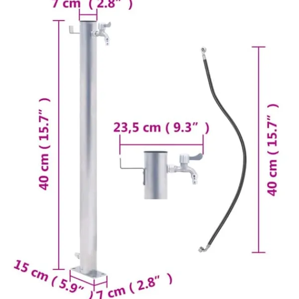 The Living Store vandsøjle 40 cm rund rustfrit stål - Vandingsartikler Vanding