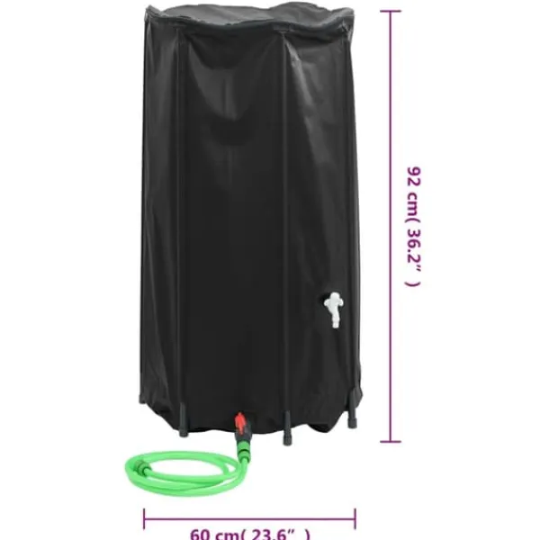 Regntønder^The Living Store vandtank med hane sammenfoldelig 250 l PVC - Vandingsartikler