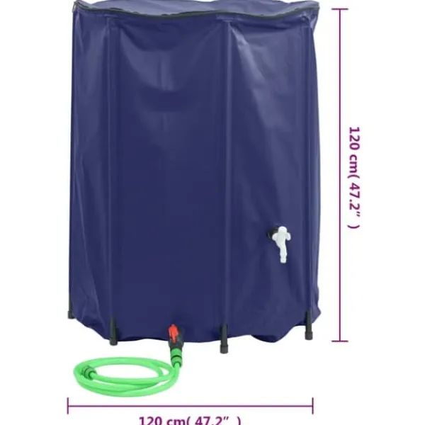 Regntønder^The Living Store vandtank med hane sammenfoldelig 1350 l PVC - Vandingsartikler
