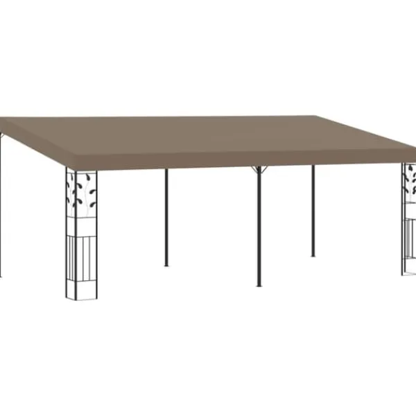 Telte & Lysthuse^The Living Store vægmonteret pavillon 6x3x2,5 m gråbrun - Festtelte & havepavilloner