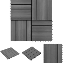 Discount The Living Store WPC-fliser 30 x 30 cm 11 stk. 1 m2 grå - Gulve Havedekorationer