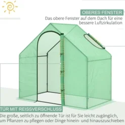 Drivhus^Tomatdrivhus 180x100x168 cm, stål/PVC, med dør & vindue – havedrivhus