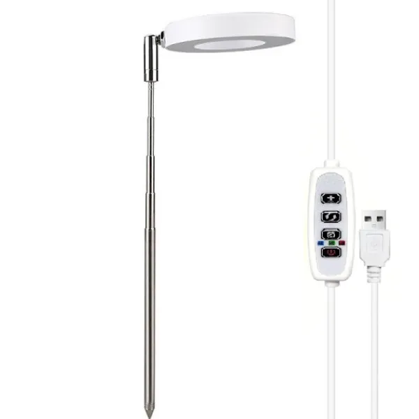 Kit Til Plante- & Urtedyrkning^3,5-tommers hvidt varmt lys 5W justerbar plantelys med USB og timer