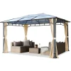 Telte & Lysthuse^TOOLPORT Havepavillon 3x4 m aluminium polycarbonat tag ca 8mm pavillon 4 sidegardiner champagnefarvet