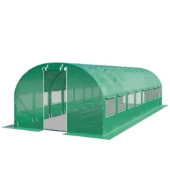 Clearance TOOLPORT Tunneldrivhus Drivhus 4x8m stabilt & holdbart med vindue - 180 g/m² tyk PE-presenning grøn transparent Drivhus