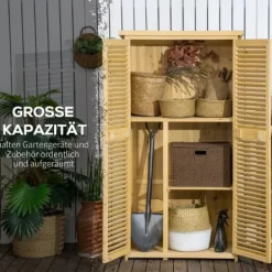 Skure, Garager & Carports^Træ redskabsskur m. asfalt tag, 4 rum, natur, 87x46,5x160cm