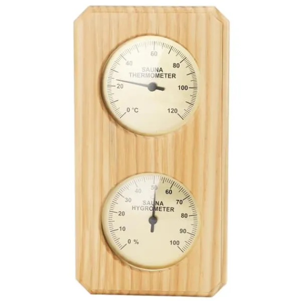 Best Træ Sauna Termometer Hygrometer Forgyldt 0 til 120 Grader Celsius 0 til 100 Luftfugtighed Sauna Termometer til Indendørs Brug Sauna