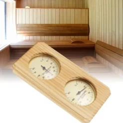 Best Træ Sauna Termometer Hygrometer Forgyldt 0 til 120 Grader Celsius 0 til 100 Luftfugtighed Sauna Termometer til Indendørs Brug Sauna