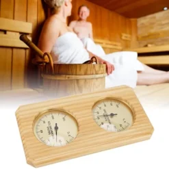 Best Træ Sauna Termometer Hygrometer Forgyldt 0 til 120 Grader Celsius 0 til 100 Luftfugtighed Sauna Termometer til Indendørs Brug Sauna
