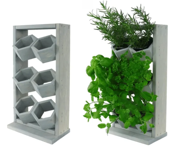Plantestativer^Træ vertikale plantekasser RD-8/2x3 - Grå