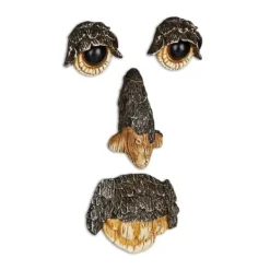 Havedekorationer^Træansigtsdekoration, 11x7x3,5 cm, Grøn