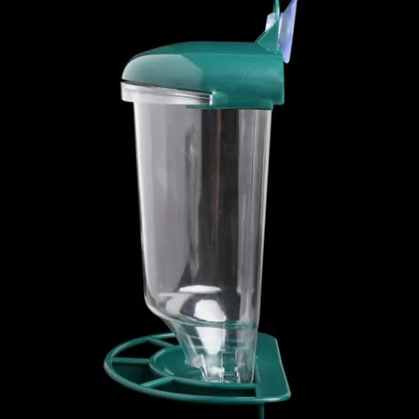Clearance Transparent Fuglefoderautomat Automatisk Plastik Fuglefoderautomat med Sugekopper Til Fugle & Småvildt