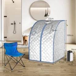 Discount Transportabel Dampsauna, 78x87x100 cm, Sølv Sauna