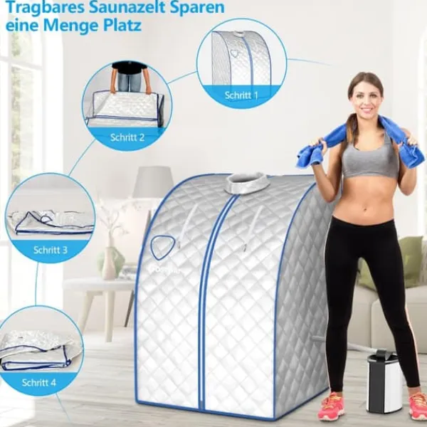 Discount Transportabel Dampsauna, 78x87x100 cm, Sølv Sauna