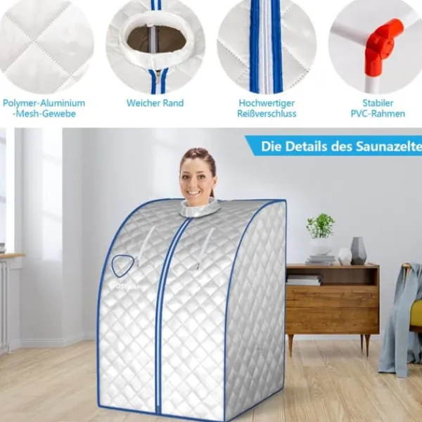Discount Transportabel Dampsauna, 78x87x100 cm, Sølv Sauna