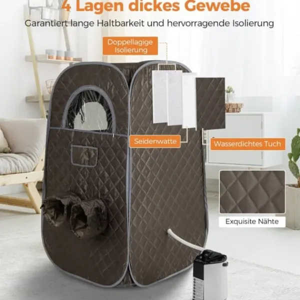Transportabel Dampsauna, 89x89x149 cm, Grå Sauna