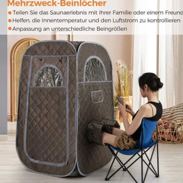 Transportabel Dampsauna, 89x89x149 cm, Grå Sauna