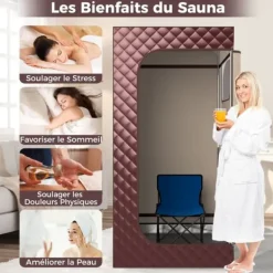 New Transportabel Dampsauna, 91x91x183 cm, Sort Sauna