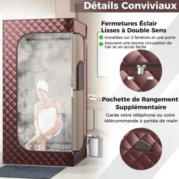 New Transportabel Dampsauna, 91x91x183 cm, Sort Sauna