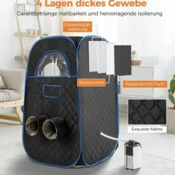 Sauna^Transportabel dampsauna, 89x89x149 cm, Sort