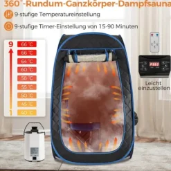 Sauna^Transportabel dampsauna, 89x89x149 cm, Sort