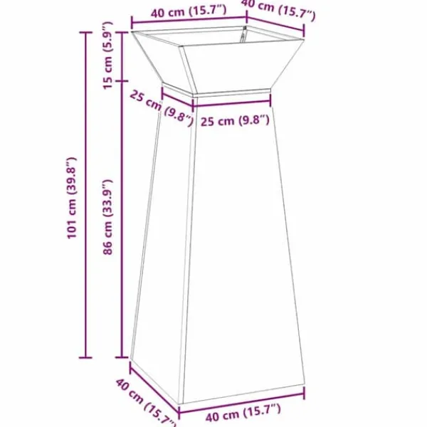 Trapezoidal Plantekasse i Stål - Moderne Design | Farve: Hvid | Størrelse: 40x40x100 cm Plantestativer