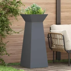 Trapezoidal Søjle Plantekasse i Stål | Farve: Antracit | Størrelse: 40 x 40 x 100 cm Plantestativer