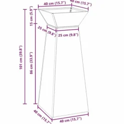 Trapezoidal Søjle Plantekasse i Stål | Farve: Antracit | Størrelse: 40 x 40 x 100 cm Plantestativer