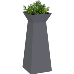 Trapezoidal Søjle Plantekasse i Stål | Farve: Antracit | Størrelse: 40 x 40 x 100 cm Plantestativer