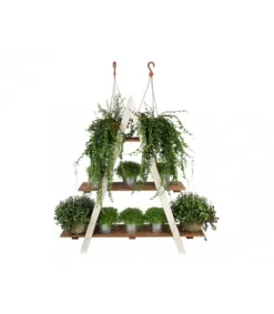 Hot Træblomsterkrukke 107x101x26 cm - RP/ 3-niveau/ Hvid-Brun Plantestativer