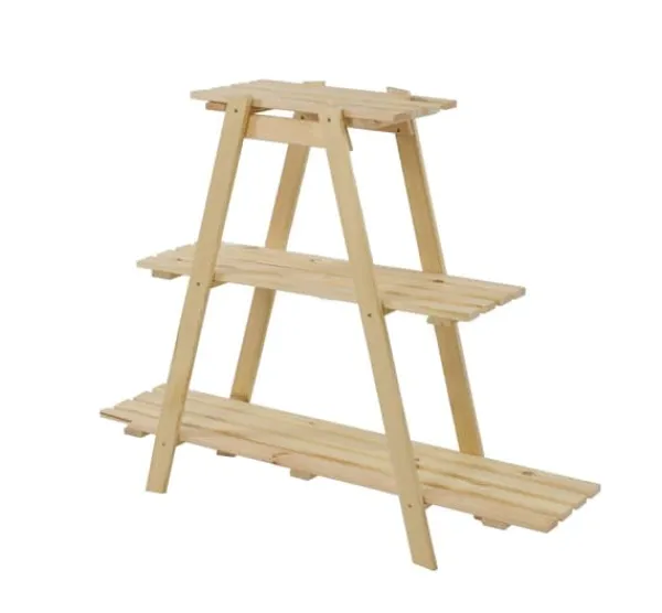Clearance Træblomsterstativ 79x101x26 cm - RP/ 3-niveau/ Naturlig Plantestativer