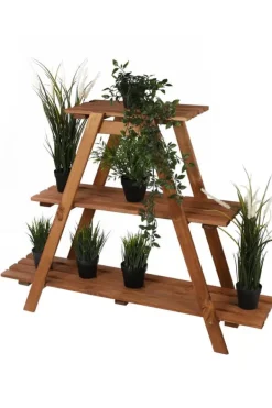 Outlet Træblomsterstativ 79x101x26 cm - RP/ 3-niveau/ Brun Plantestativer