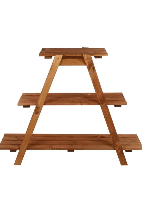Outlet Træblomsterstativ 79x101x26 cm - RP/ 3-niveau/ Brun Plantestativer