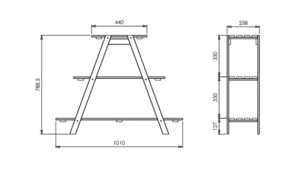 Outlet Træblomsterstativ 79x101x26 cm - RP/ 3-niveau/ Brun Plantestativer