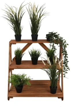 Discount Træblomsterstativ 90x85x67 cm - RP/ 3-niveau/ Brun Plantestativer