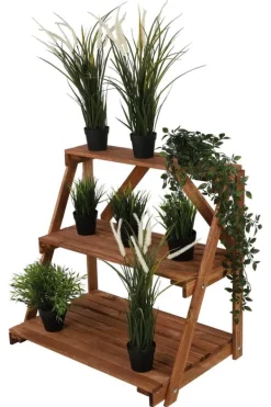 Discount Træblomsterstativ 90x85x67 cm - RP/ 3-niveau/ Brun Plantestativer
