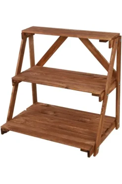 Discount Træblomsterstativ 90x85x67 cm - RP/ 3-niveau/ Brun Plantestativer