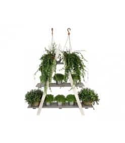 Plantestativer^Træblomsterstativ 107x101x26 cm - RP/ 3-niveau/ Hvid-Grå