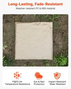 Havesten & Trædesten^Trædesten til have - Plastikfliser til gangsti - Sæt med 8 - 39,5 x 39,5 cm - Med jordspyd - Vejrbestandige - Til græsplæne/terrasse - Beige