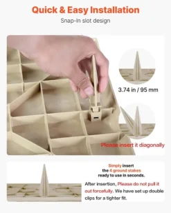 Havesten & Trædesten^Trædesten til have - Plastikfliser til gangsti - Sæt med 8 - 39,5 x 39,5 cm - Med jordspyd - Vejrbestandige - Til græsplæne/terrasse - Beige