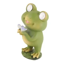 Havedekorationer^Trädgård uteplats staket Solar Lights Skrämma Frog Resin dekorativa ornament