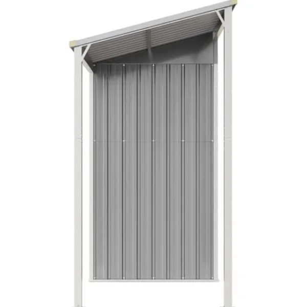 Clearance Trädgårdsbod i galvaniserat stål med förlängt tak | Färg: Ljusgrå | Storlek: 277x107x181 cm Skure, Garager & Carports