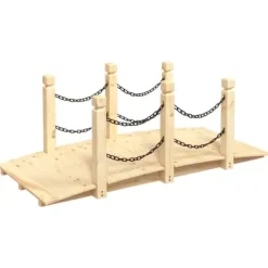 Outlet Trädgårdsbro med kedjeräcken i massivt granträ | Storlek: 150x67x56 cm | Färg: Naturlig träton Havebroer